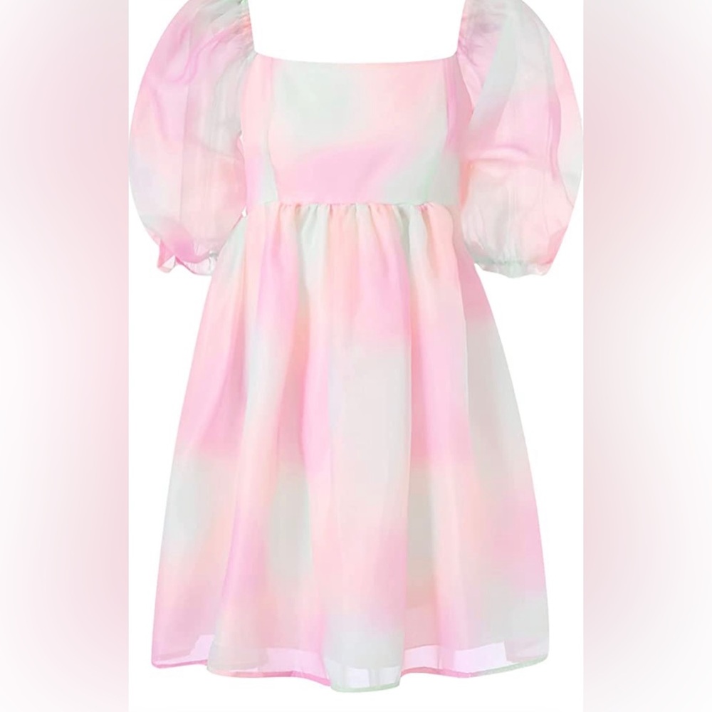 Taylor Style Puff sleeve multicolor dress